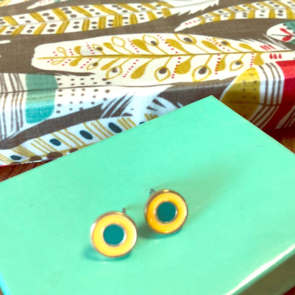 Tiny teal and orange studs